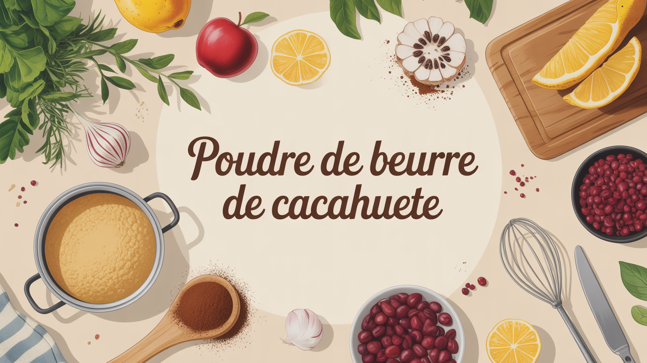 Pot de poudre de beurre de cacahuète au centre d'ingrédients sains