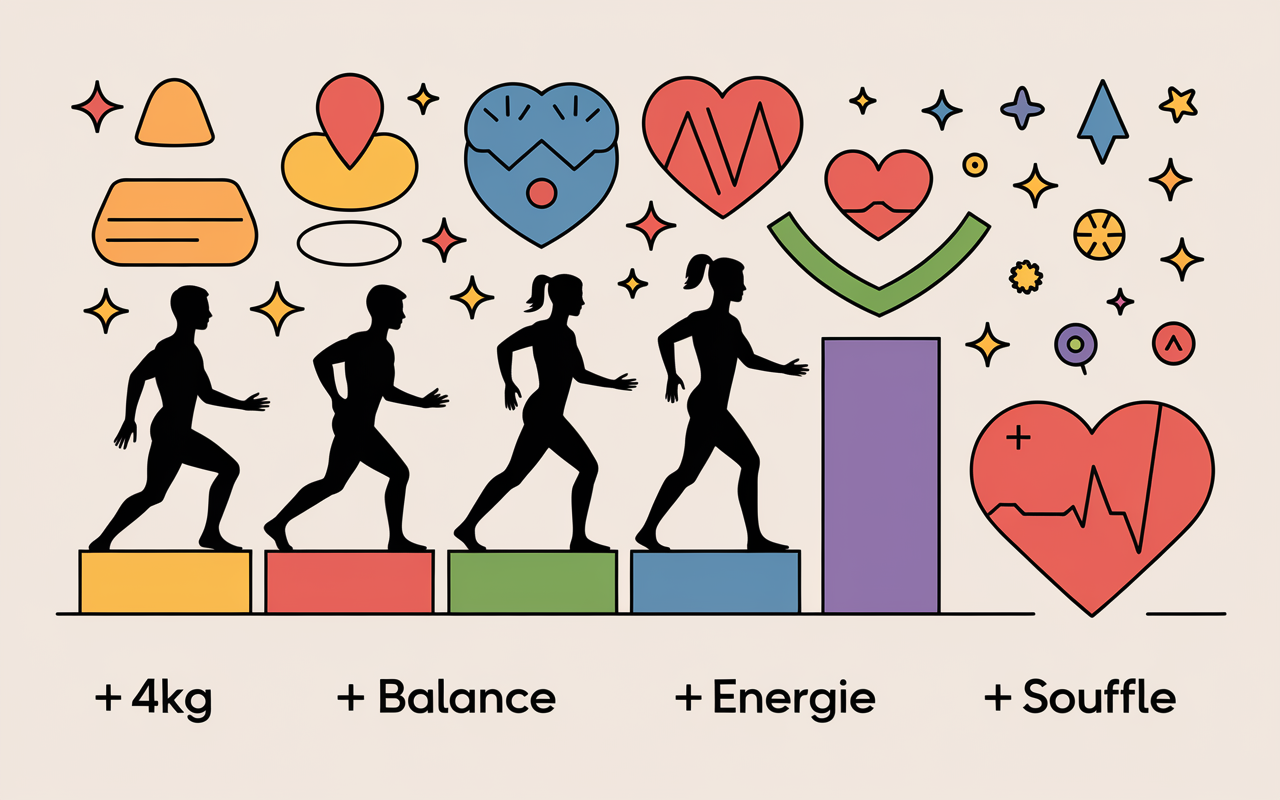 evolution cardio perte poids energie souffle graphique
