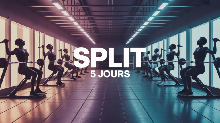 split 5 jours musculation salle moderne silhouettes