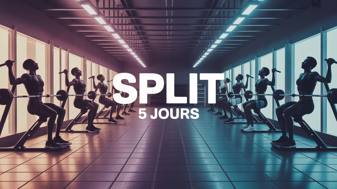 split 5 jours musculation salle moderne silhouettes