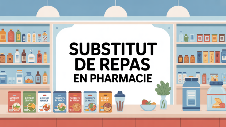 illustration substitut de repas pharmacie avec barres et shakers