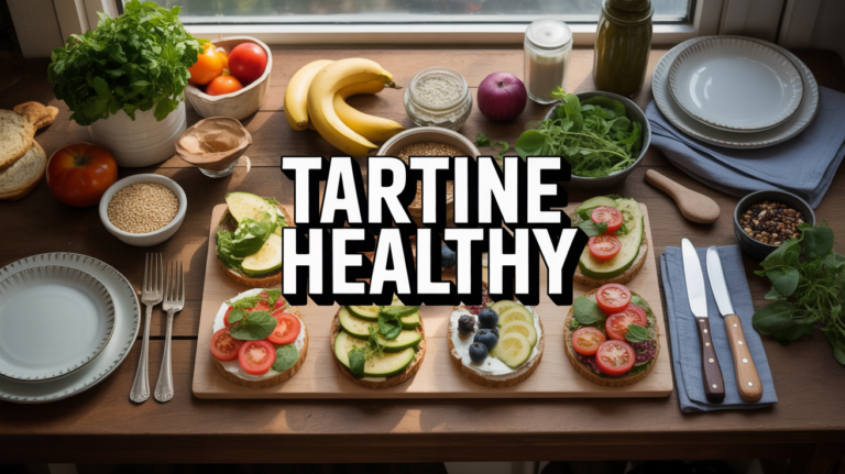tartine healthy variée sur planche ingrédients frais