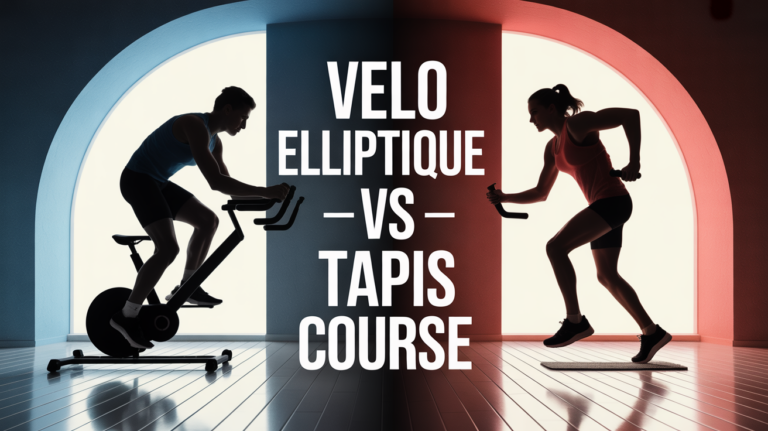 illustration comparatif velo elliptique et tapis de course salle de sport maison