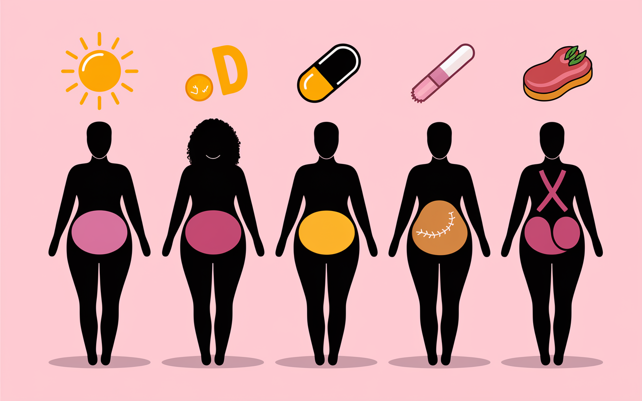 Graphique vitamine D graisse abdominale silhouettes et carence