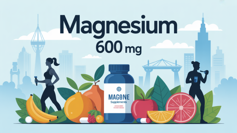 illustration 600 mg de magnesium par jour silhouettes urbaines