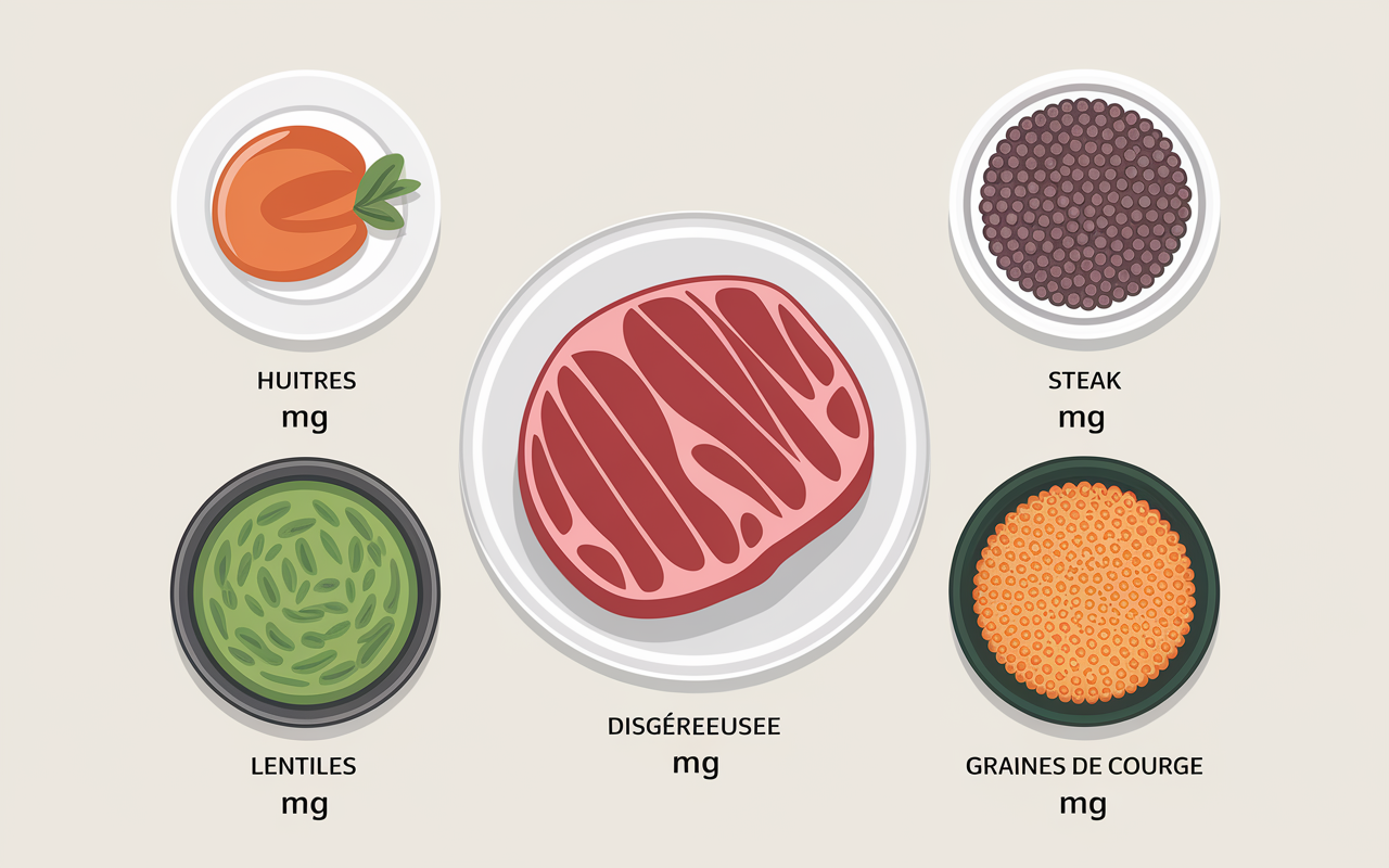 huitres steak lentilles zinc mg