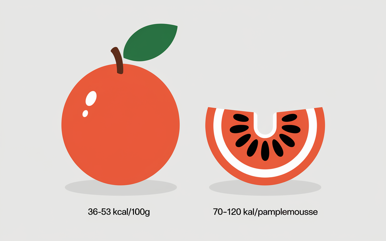 calories dans un pamplemousse chiffres kcal illustration