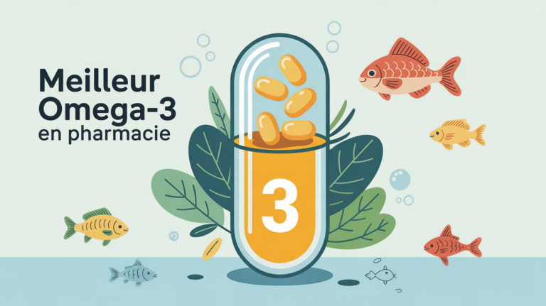 capsule omega-3 pharmaceutique avec poissons et feuille