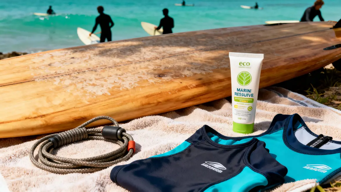Equipement sécurité surf planche leash lycra Guadeloupe