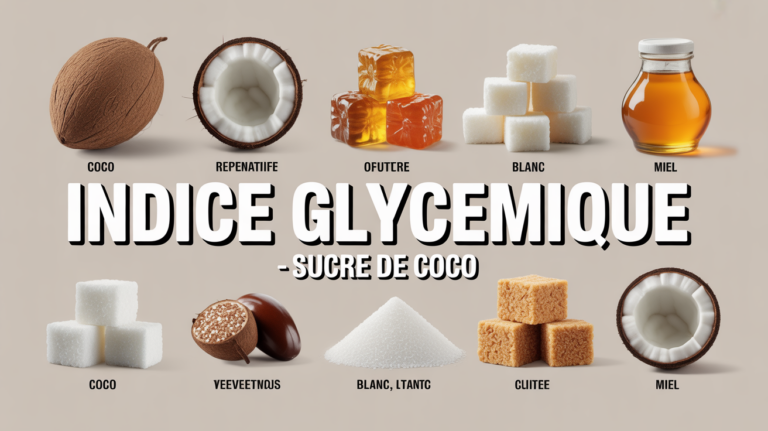 sucre de coco indice glycemique tableau stylise