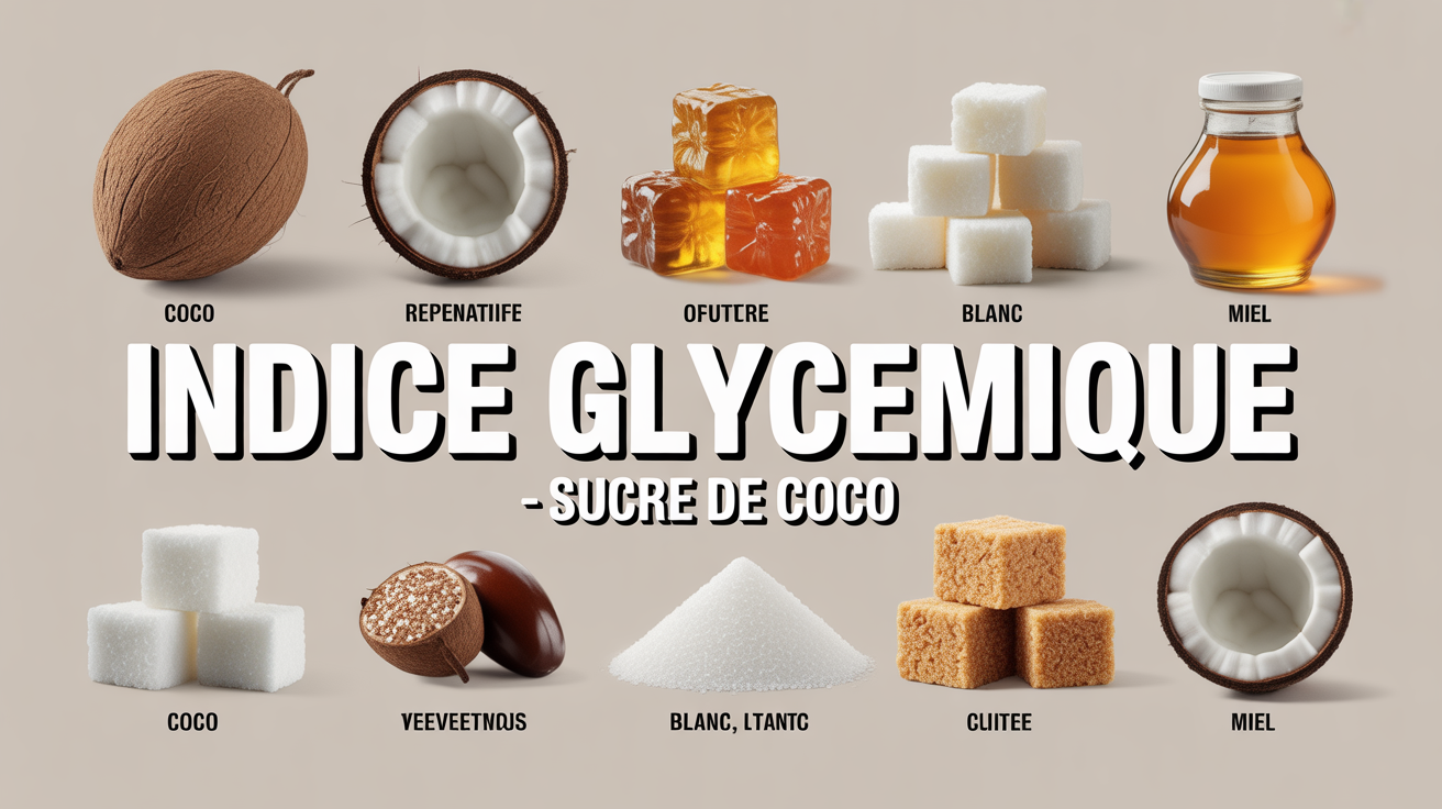 sucre de coco indice glycemique tableau stylise