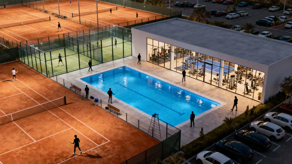 Installations tennis padel piscine club Nice