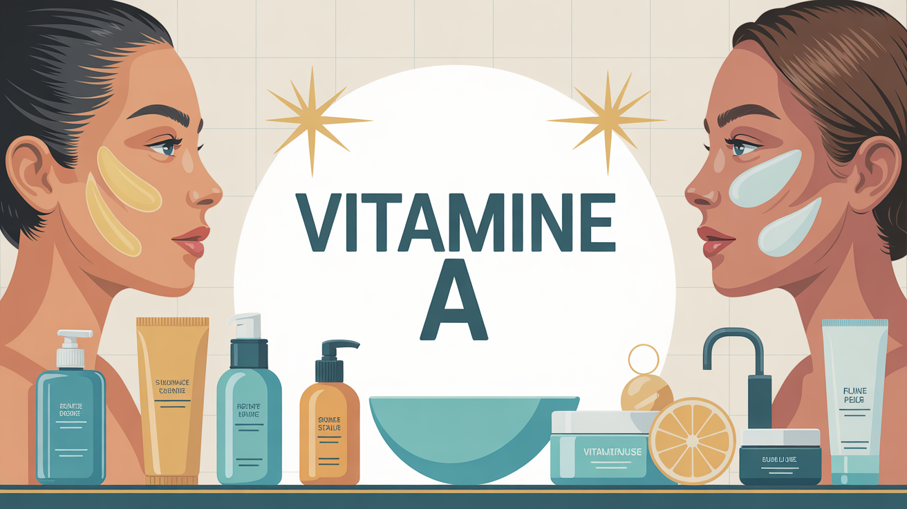 illustration vitamine a sur la peau skincare moderne