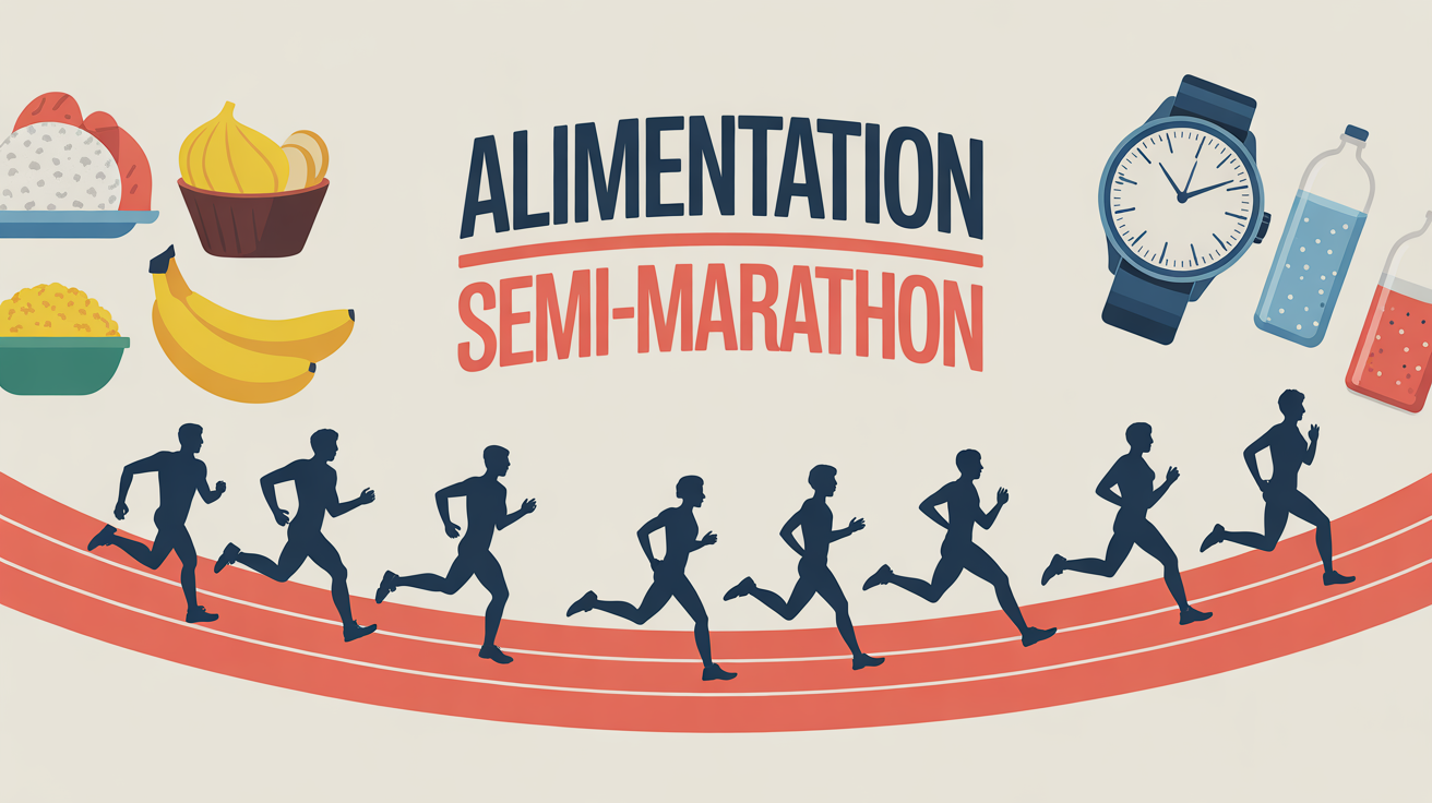 illustration alimentation pour un semi marathon silhouettes coureurs