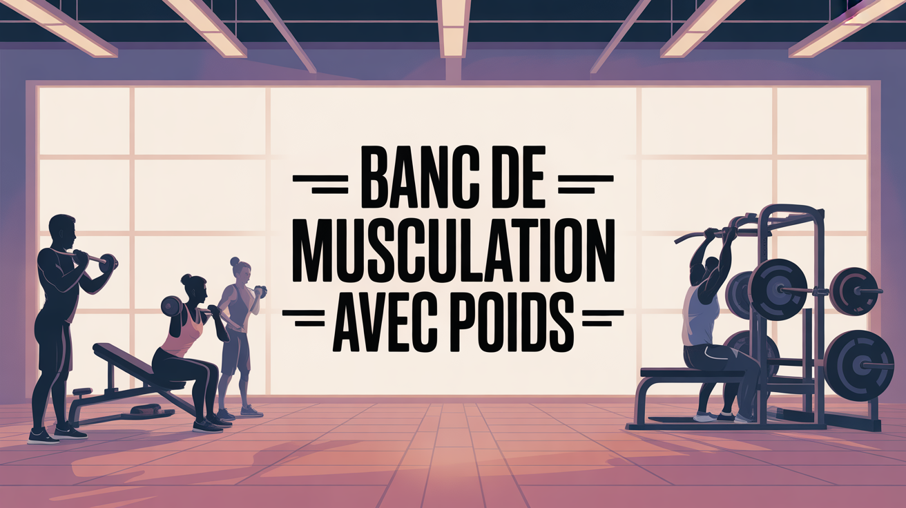 Banc de musculation avec poids dans une salle lumineuse