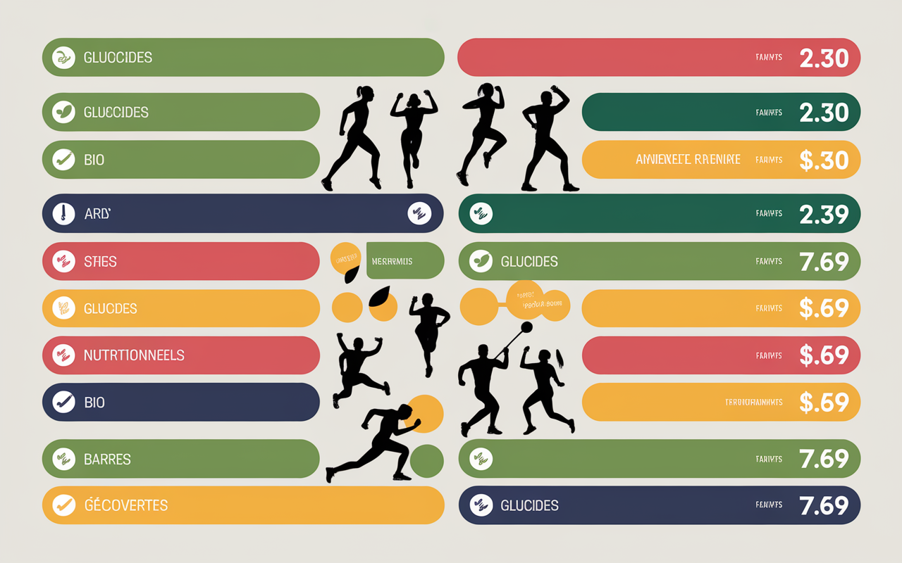 tableau barres energetiques pour sportifs illustration