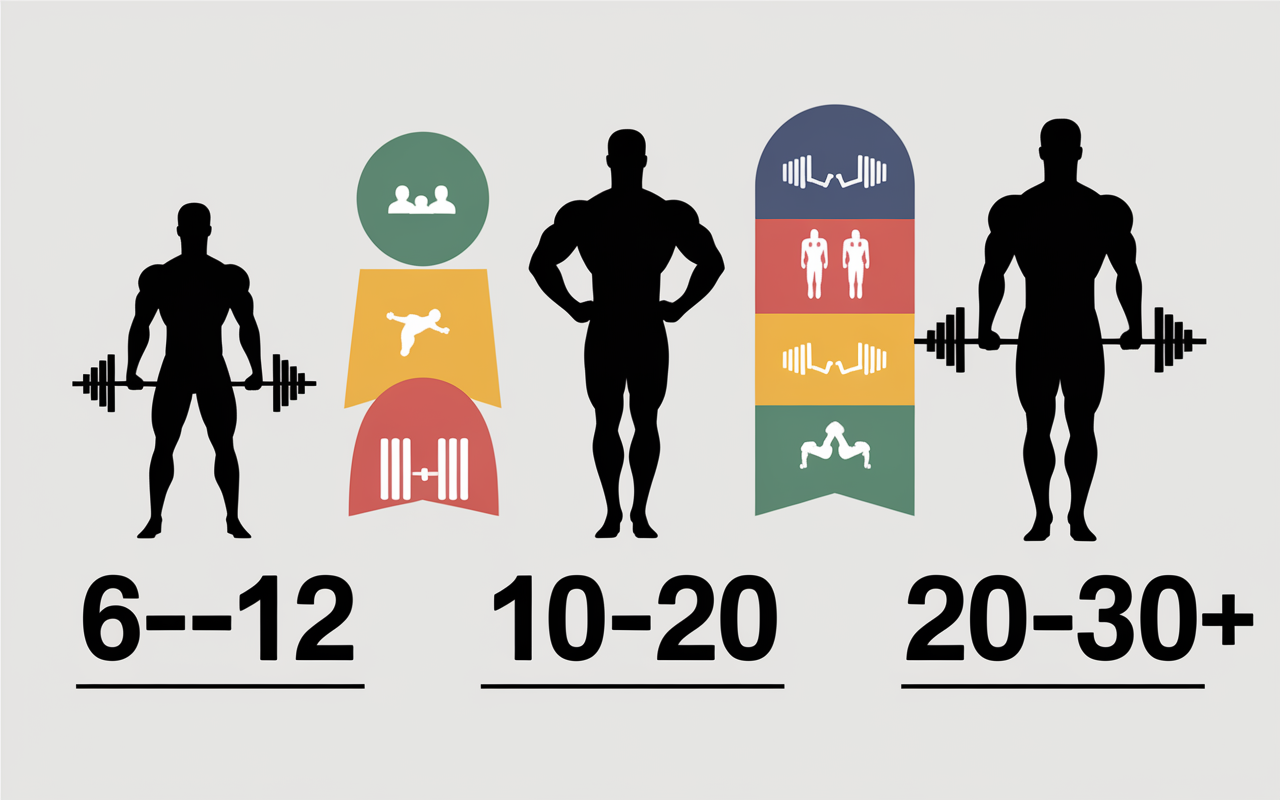 serie par muscle par semaine infographie niveaux