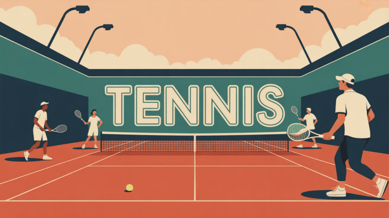illustration jouer au tennis silhouettes court