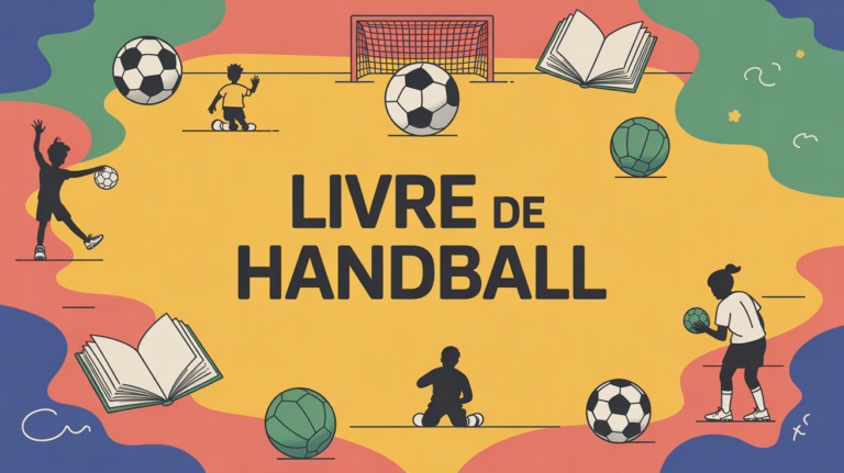 Illustration stylisée livre handball sur terrain