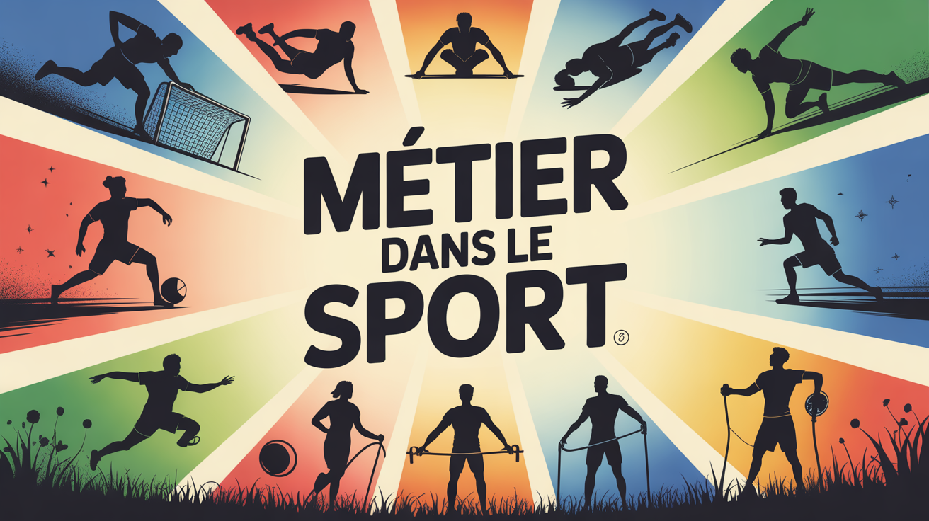 Groupe varié de métiers dans le sport sur fond lumineux