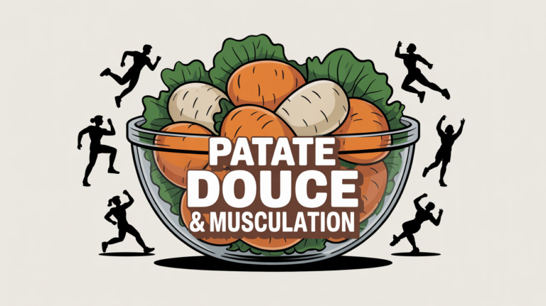 Saladier patate douce musculation sportifs fond blanc
