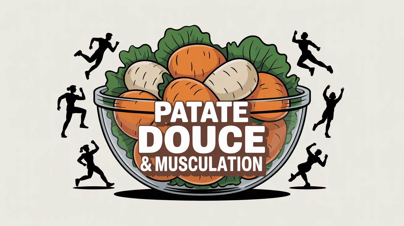 Saladier patate douce musculation sportifs fond blanc