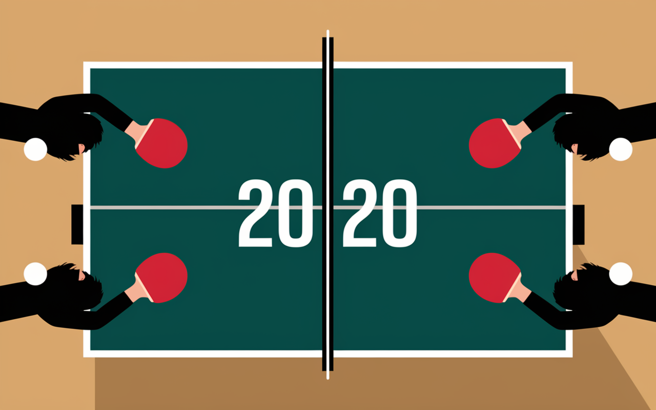 règle ping-pong 21 points score balle vue dessus