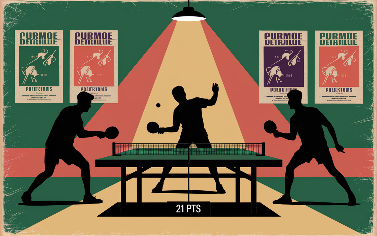 règle ping-pong 21 points illustration vintage