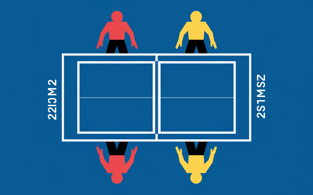 Schema vue dessus dimension table de ping pong