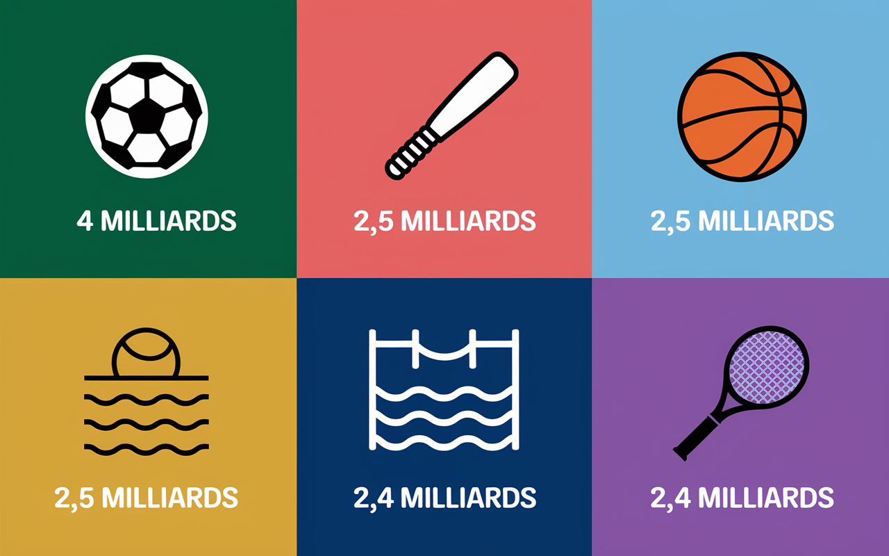 Tableau comparatif sport le plus pratique au monde chiffres pictogrammes