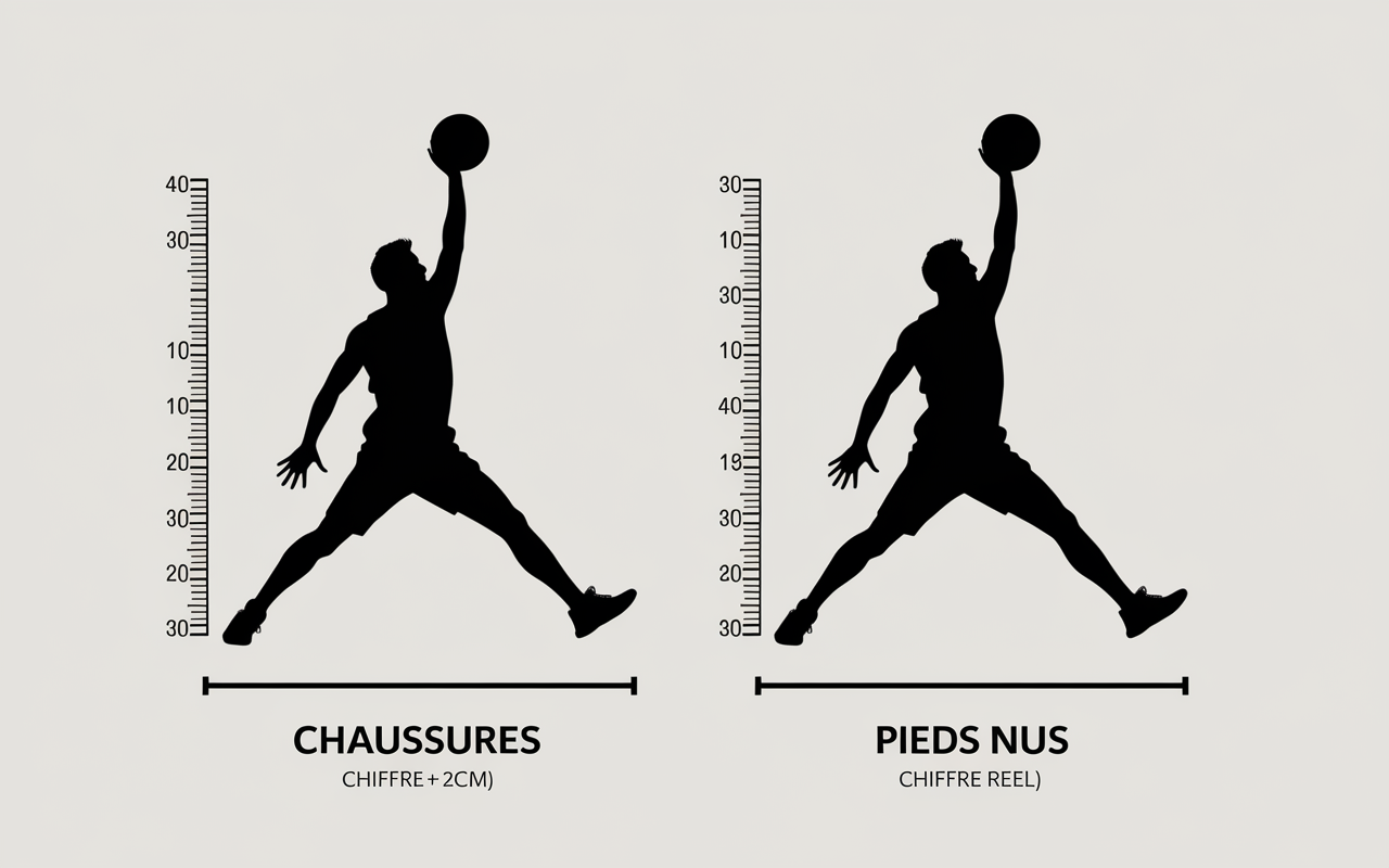 comparaison taille basketteur chaussures vs pieds nus