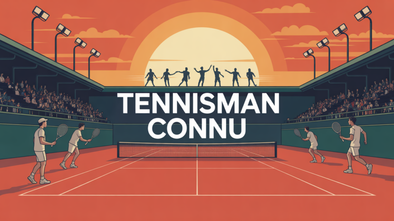 tennisman connu sur court au coucher de soleil
