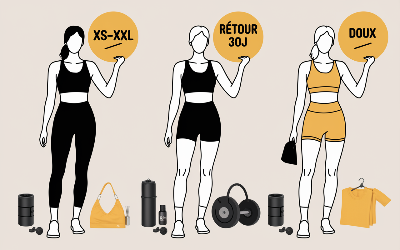 tenue salle de sport femme ensembles tailles accessoires