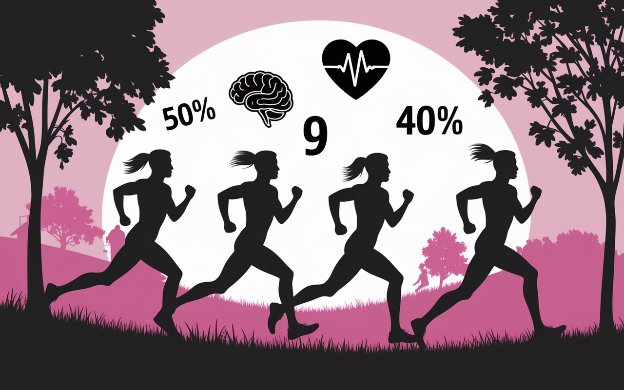 Silhouettes coureurs parc bienfaits course a pied