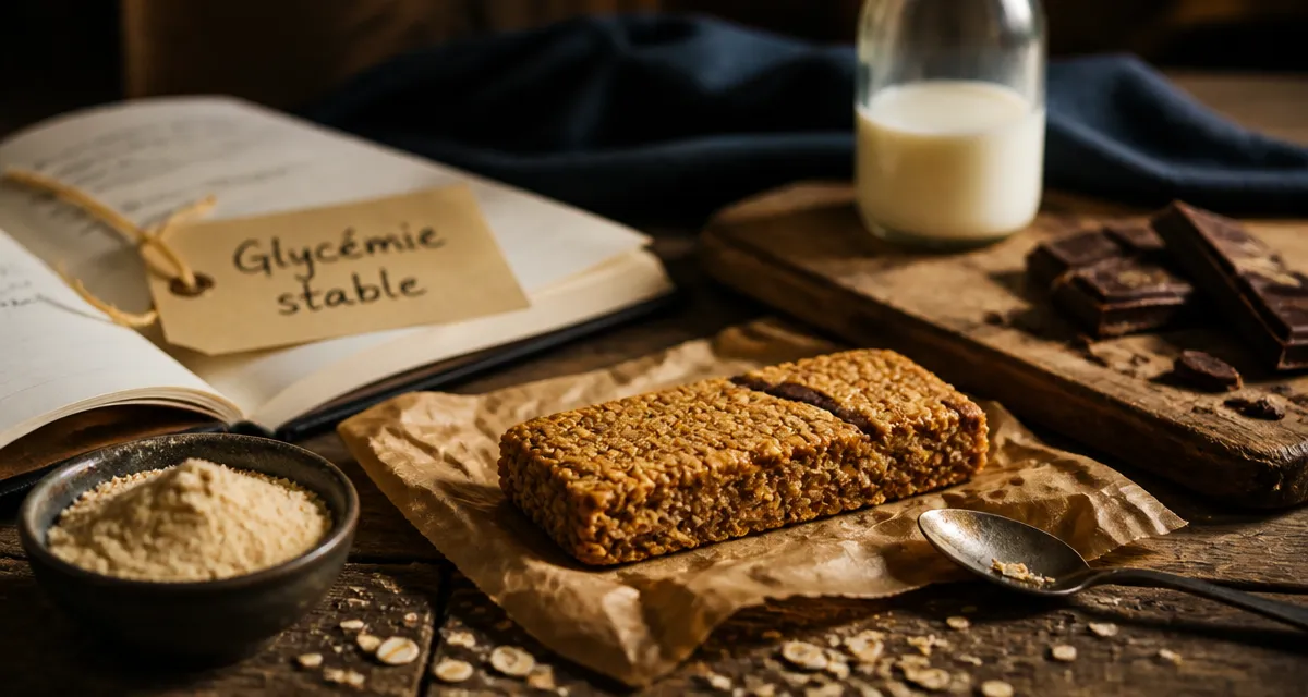 barre ovomaltine bienfaits : énergie durable, flocons d’avoine et malt sur table en bois