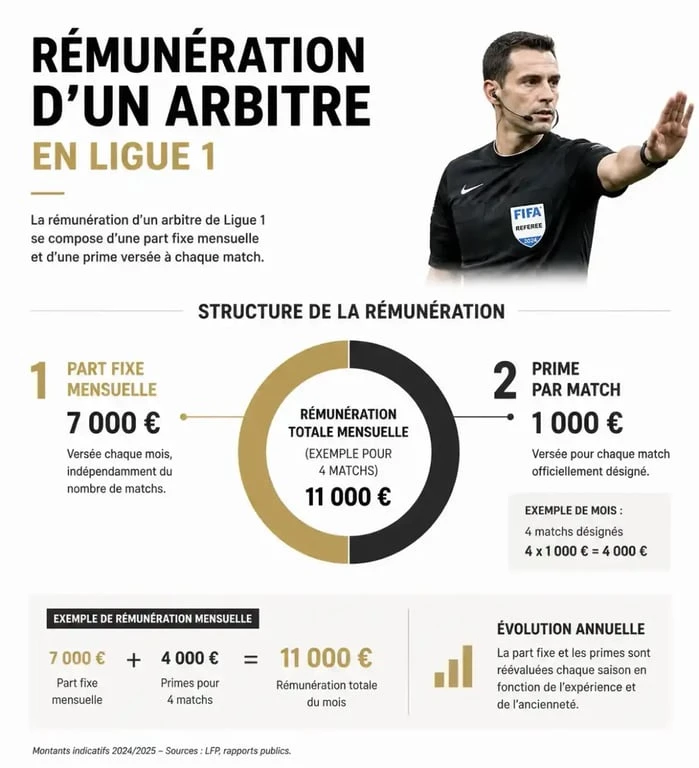 Structure de rémunération et salaire d'un arbitre de football en Ligue 1
