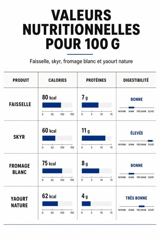 Comparatif nutritionnel entre faisselle, skyr et fromage blanc pour manger de la faisselle le soir