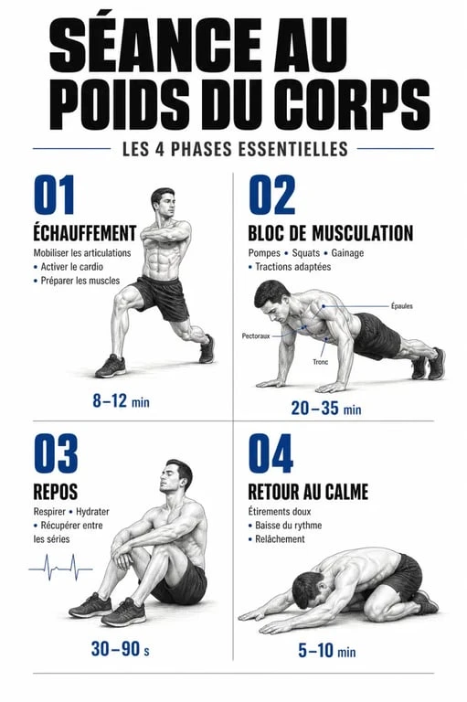 Infographie des phases d'une séance de la méthode Lafay en PDF