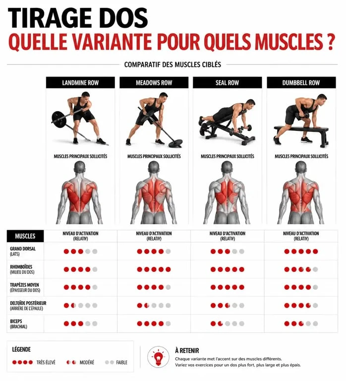 Comparatif des exercices alternatifs au T-bar row pour le développement du dos