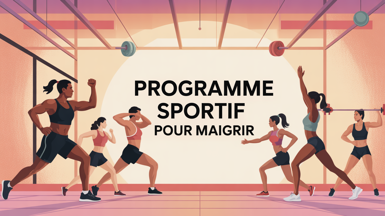 maigrir par le sport programme illustration silhouettes sportives