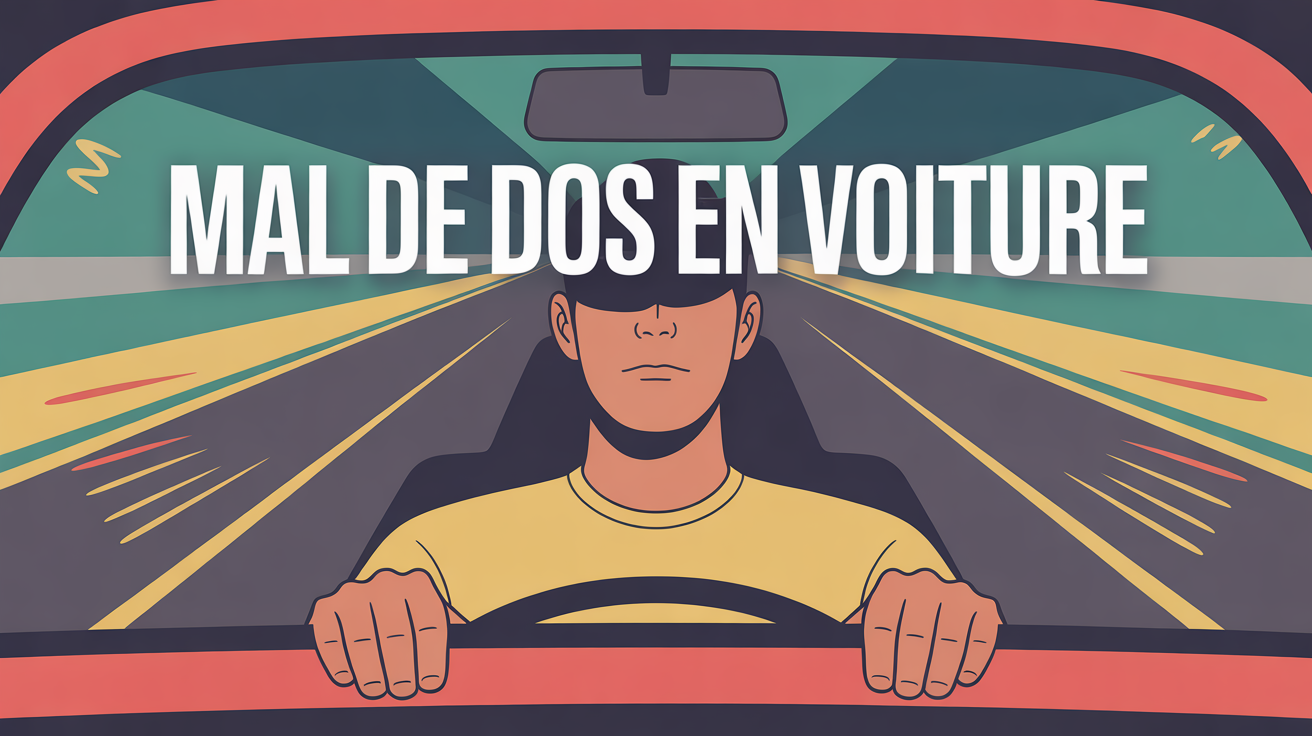 Conducteur avec mal de dos et voiture route