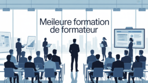 meilleur formateur en salle de formation moderne silhouettes interactif