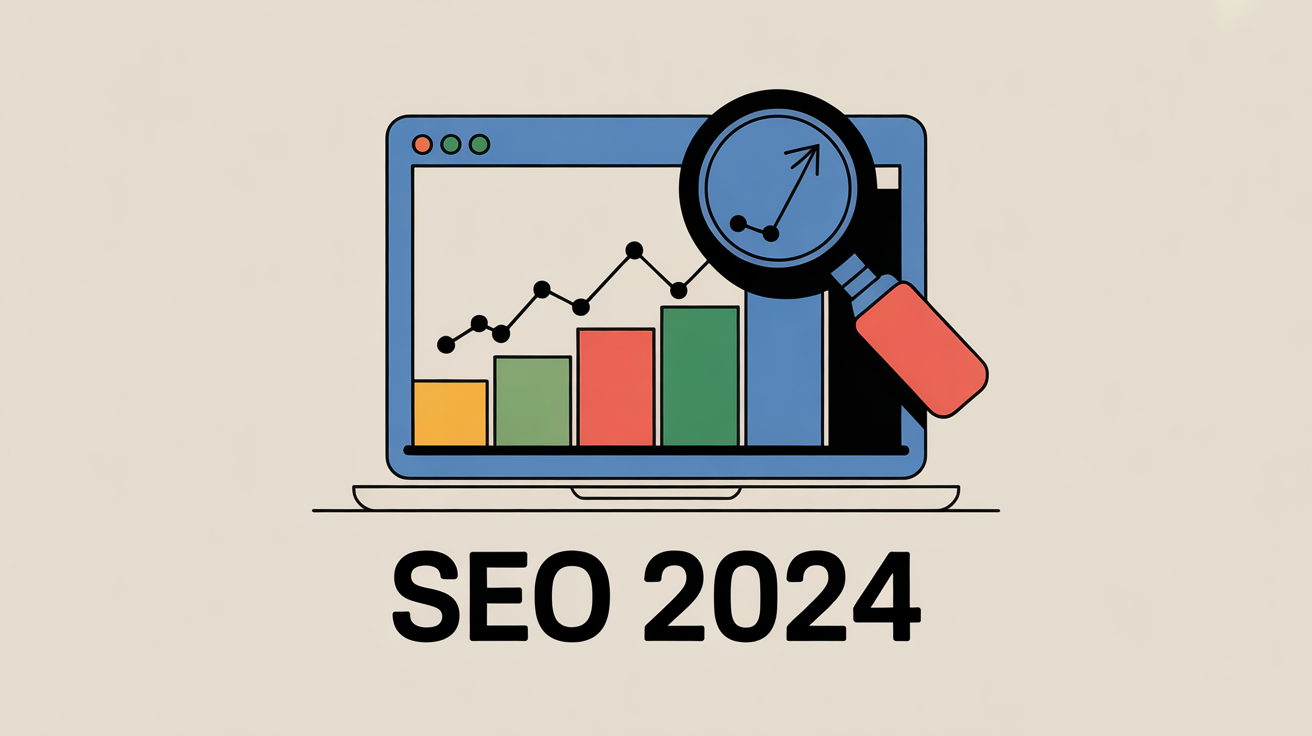 Illustration métier insolite SEO 2024 ordinateur graphique