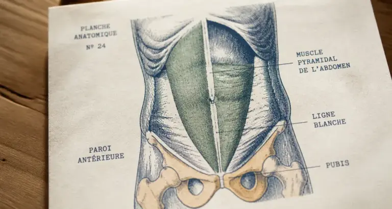 Muscle pyramidal de l abdomen sur planche d’anatomie