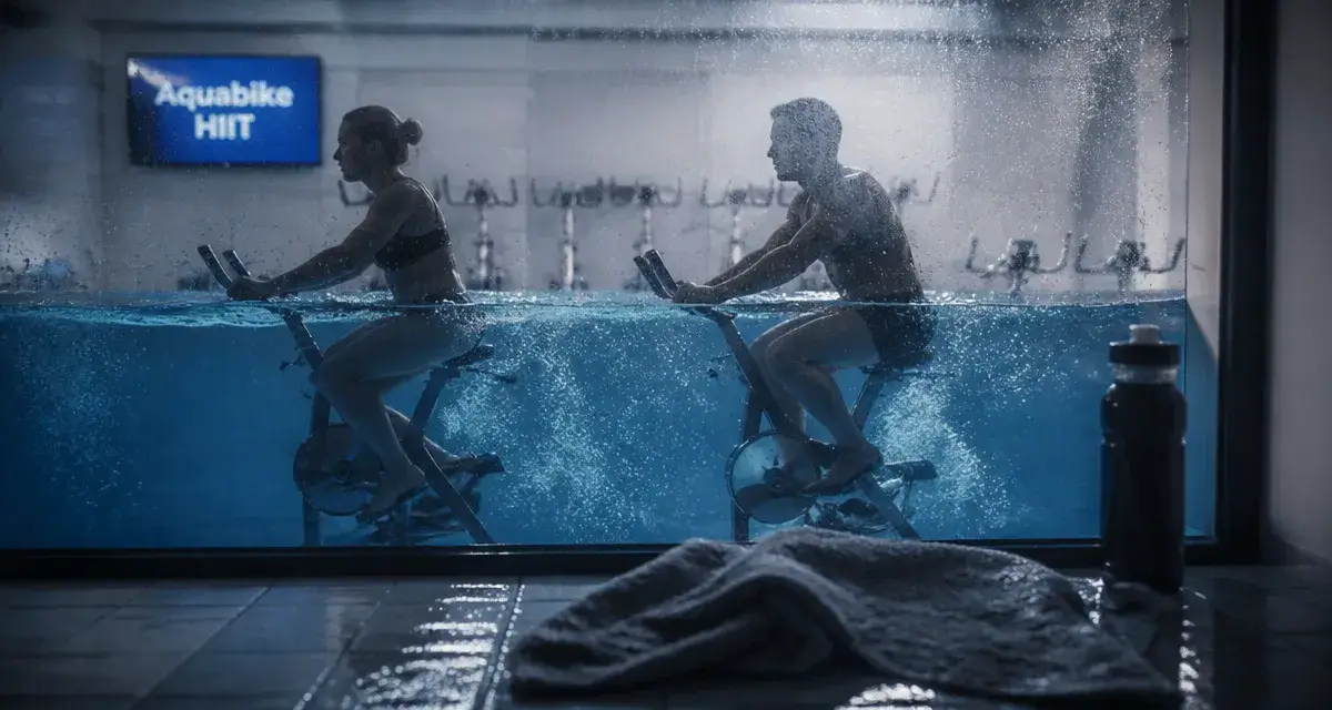 Séance aquabike : 45 minutes sans impact articulaire, vélos immergés