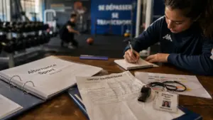 Contrats et diplômes pour une formation dans le sport en alternance, bureau sportif.