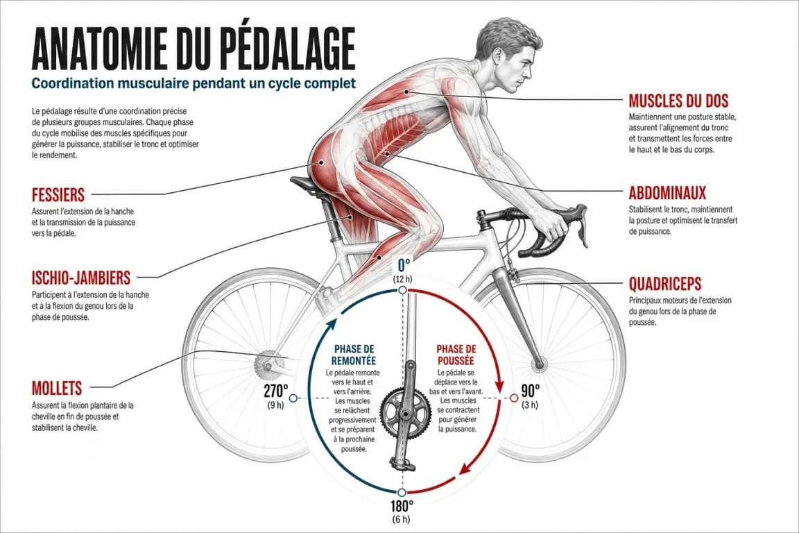 Muscle velo : schéma des muscles sollicités pendant le pédalage