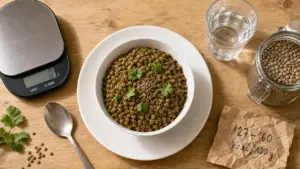 Lentilles calorique : 127–160 kcal pour 100 g cuites