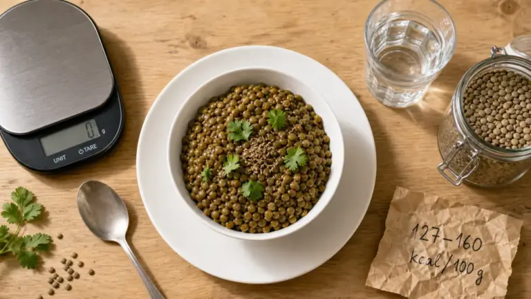 Lentilles calorique : 127–160 kcal pour 100 g cuites