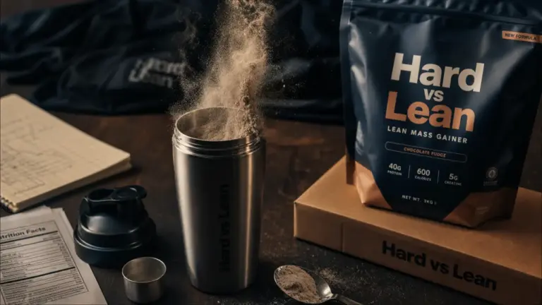nutrimuscle gainer Hard vs Lean : shaker de gainer en studio
